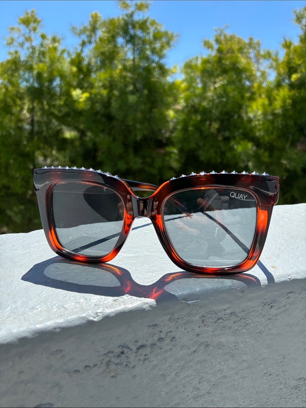 Quay Australia Tortoise Shell Cat Eye Sunglasses with Black Lenses